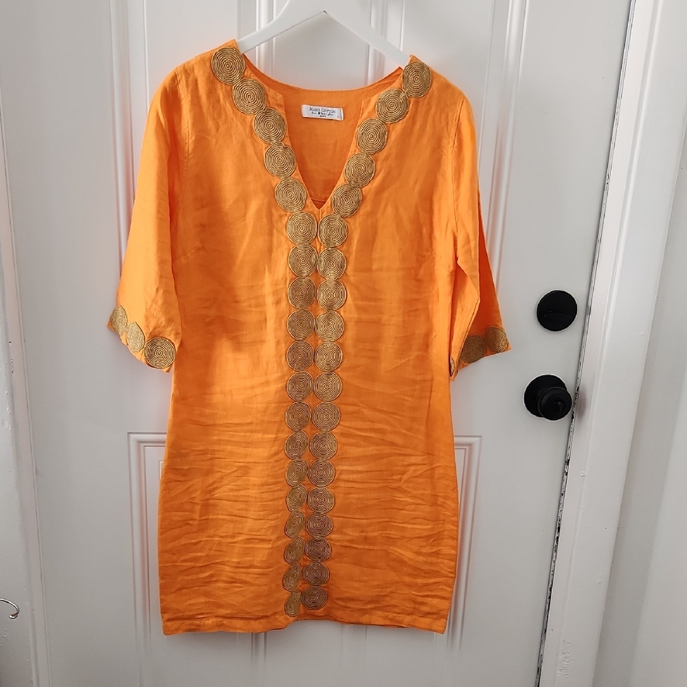 Orange and Gold Embellished Dress